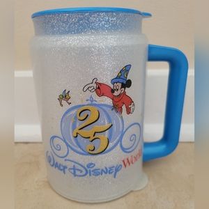 Disney World 25th Anniversary Plastic Mug Cup w/lid